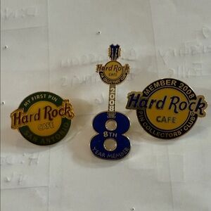 Hard Rock Cafe San Antonio and Collectors Club Pins - Green, Blue, Gold